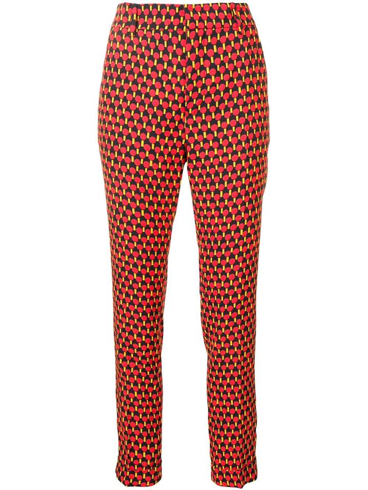 La Doublej Geometric Print Trousers - Black