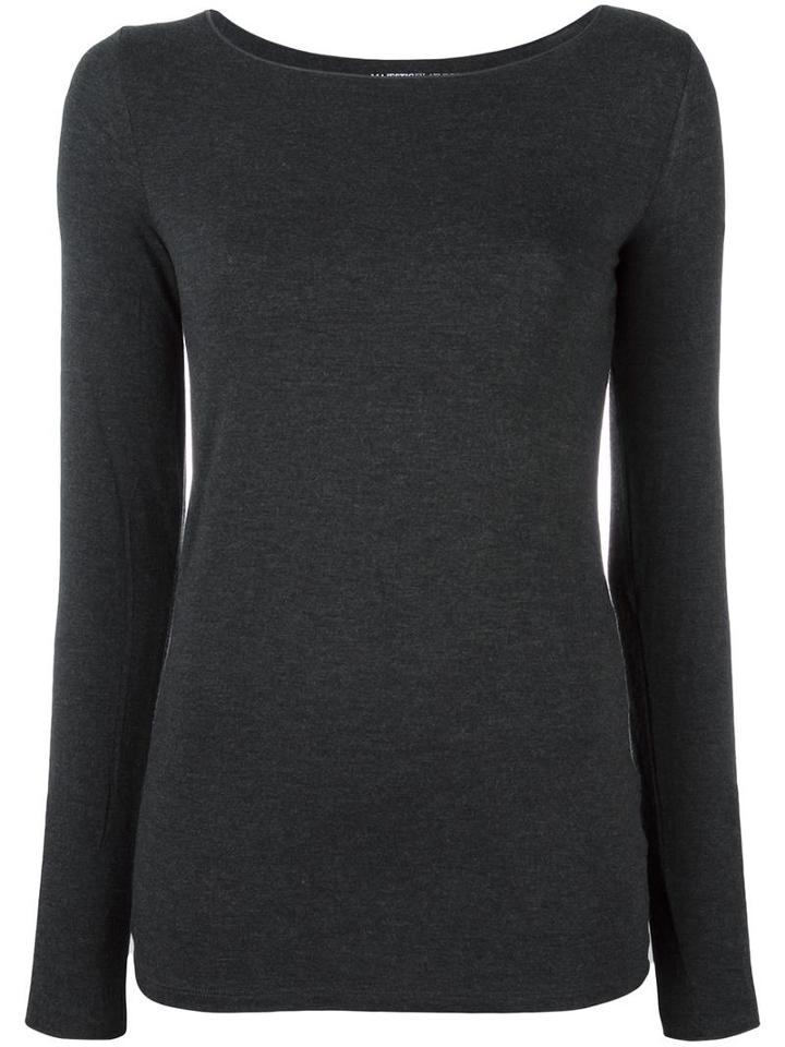 Majestic Filatures Boat Neck Jumper, Women's, Size: 4, Grey, Spandex/elastane/viscose