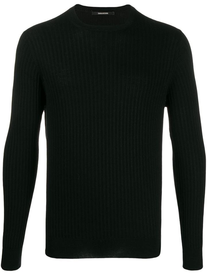 Tagliatore Ribbed Slim-fit Jumper - Black