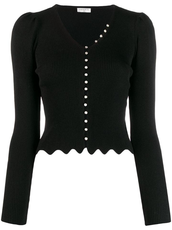 Sandro Paris Ginaz Knitted Top - Black