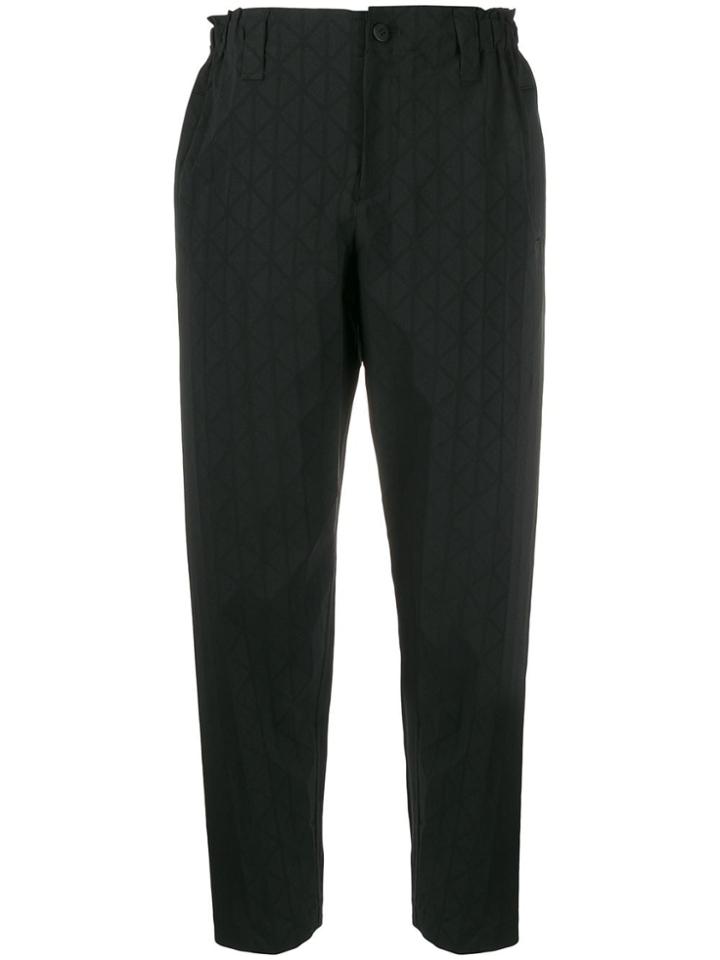 Issey Miyake Geometric Print Tapered Trousers - Black
