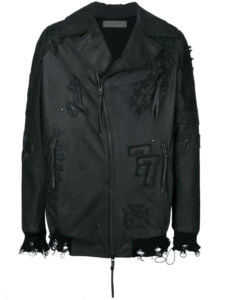 Di Liborio Distressed Applique Jacket - Black