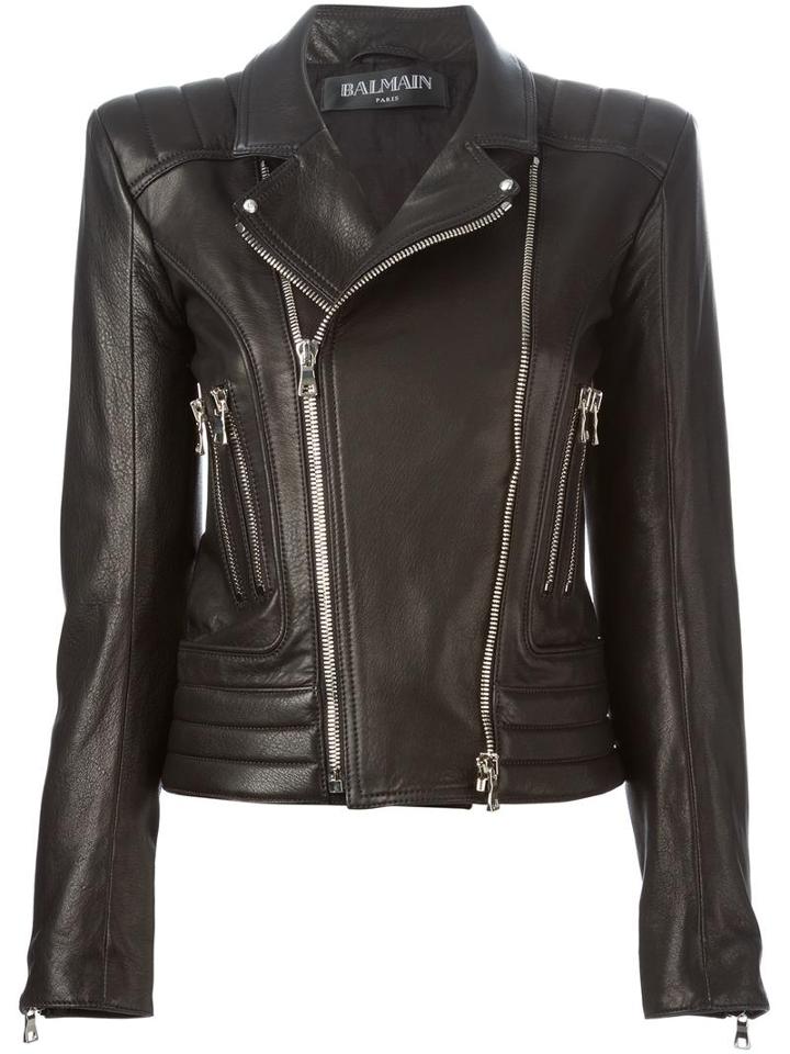 Balmain Biker Jacket, Women's, Size: 36, Black, Lamb Skin/viscose/cotton