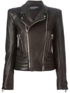Balmain Biker Jacket, Women's, Size: 36, Black, Lamb Skin/viscose/cotton