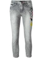 Philipp Plein Eat Me Cropped Jeans, Women's, Size: 28, Grey, Cotton/spandex/elastane