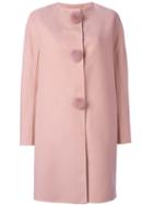 Ermanno Scervino Single Breasted Coat, Women's, Size: 46, Pink/purple, Mink Fur/virgin Wool