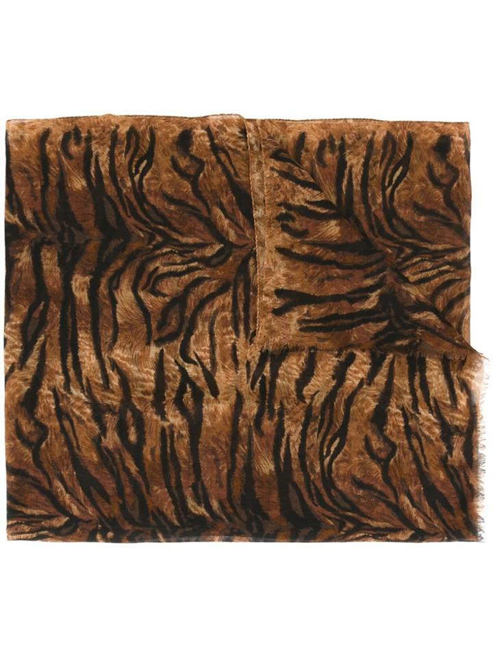 Saint Laurent Leopard Print Scarf - Nude & Neutrals
