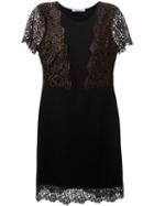 Blumarine Lace Inserts Flared Dress, Women's, Size: 44, Black, Polyester/virgin Wool