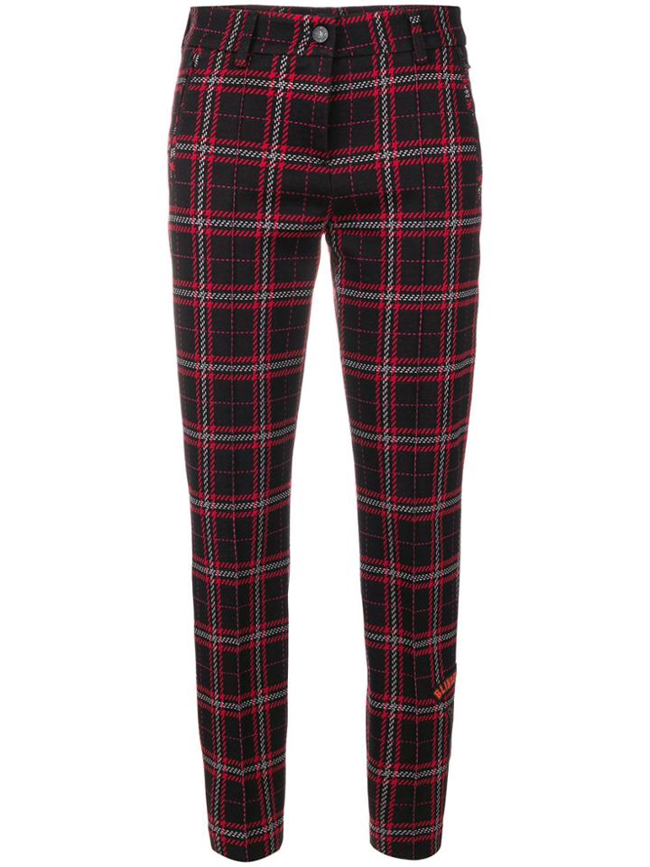 Cambio Plaid Cropped Trousers - Black