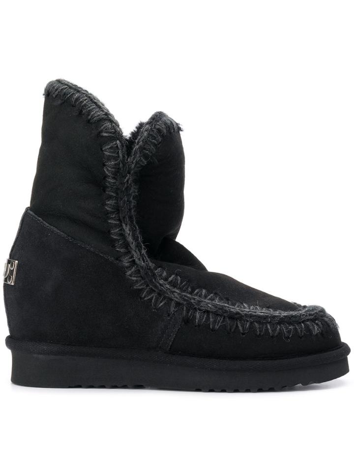 Mou Mou Muinteskimoshobk Black/black Leather/fur/exotic Skins->leather