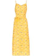 Hvn Josephine Seagull Print Midi Dress - Yellow