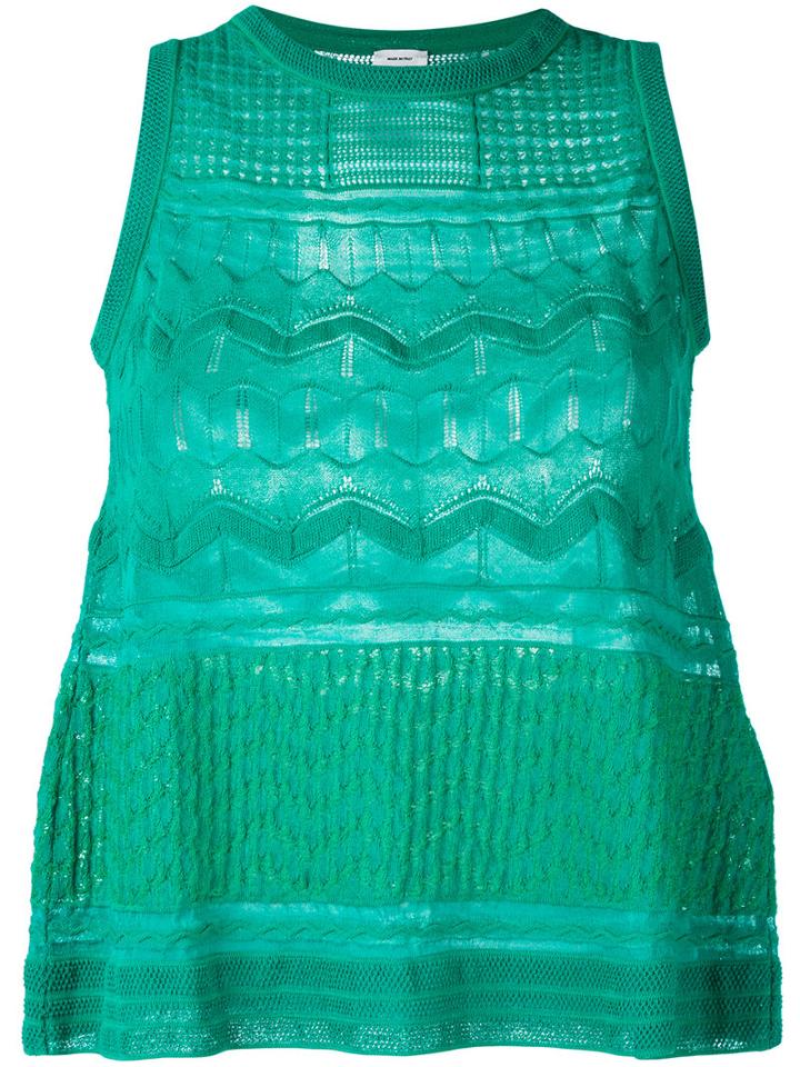 M Missoni Textured Blouse, Women's, Size: 42, Green, Cotton/polyamide/polyester/viscose