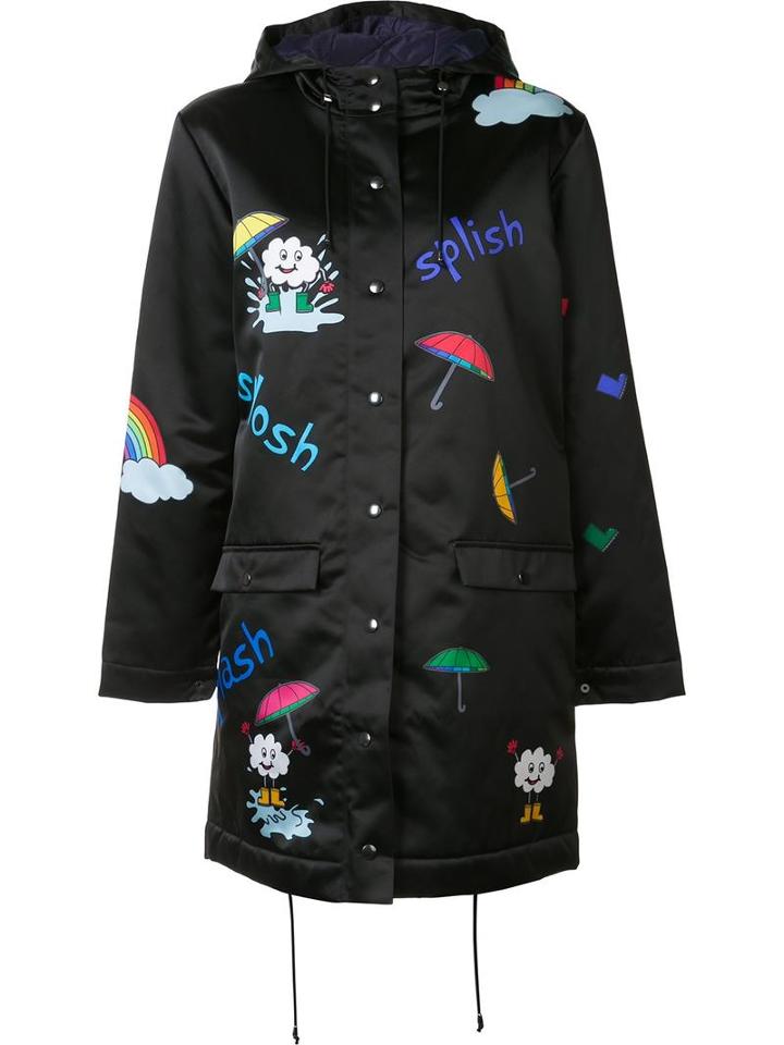 Mira Mikati Patched Hooded Coat, Women's, Size: 38, Black, Cotton/polyester