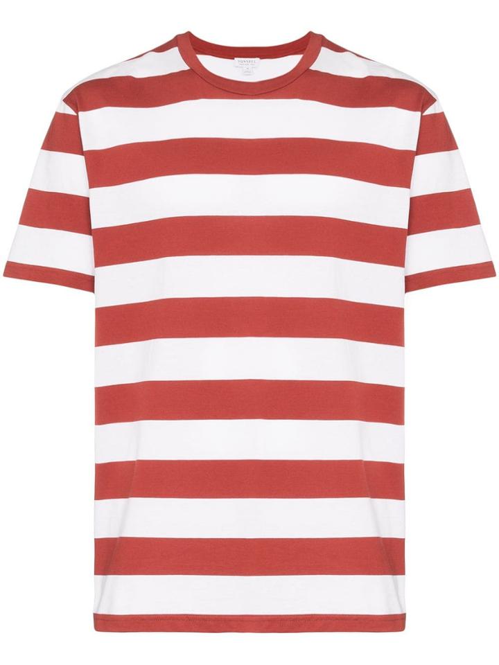 Sunspel Striped Riviera T-shirt - Red