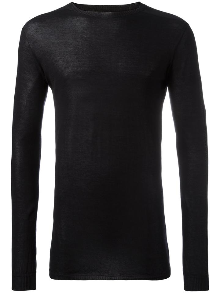 Rick Owens Crew Neck Jumper, Men's, Size: Small, Black, Cotton/polyamide