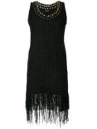 Balmain Fringe-trimmed Tweed Dress - Black