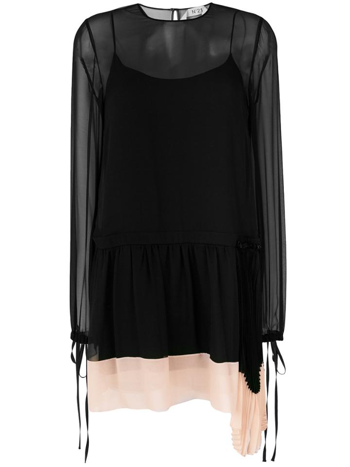 No21 Sheer Layered Dress - Black