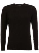 Label Under Construction Crew Neck Jumper, Men's, Size: 50, Black, Silk/cashmere