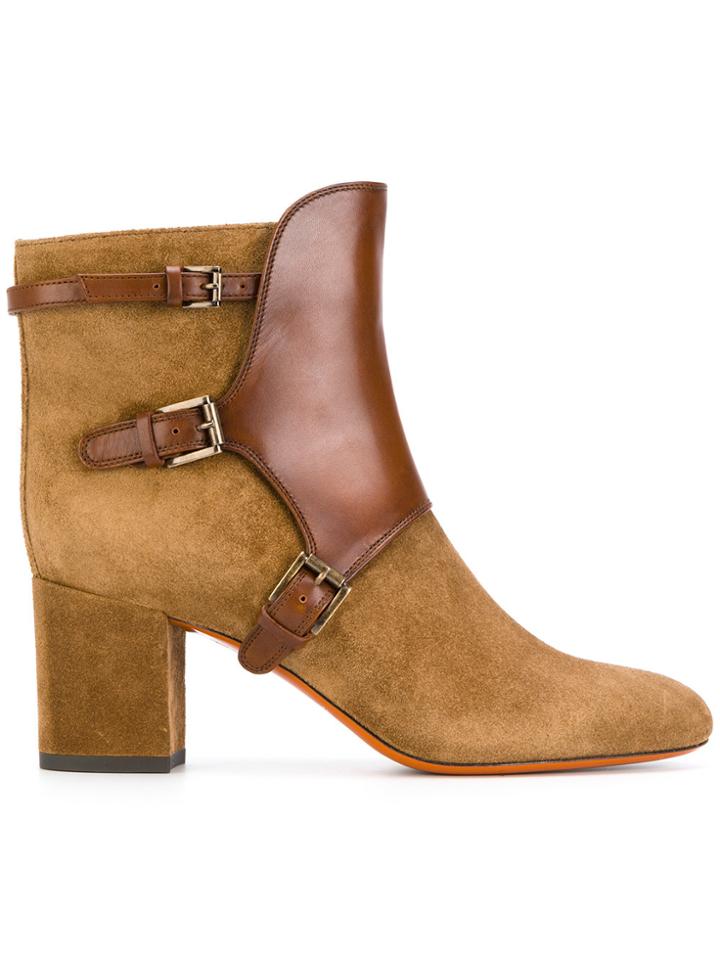 Santoni Buckled Ankle Boots - Brown