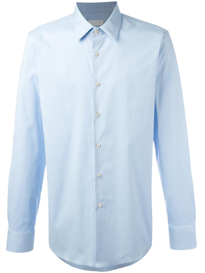 Prada Buttoned Shirt, Men's, Size: 40, Blue, Cotton/polyamide/spandex/elastane