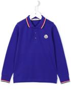 Moncler Kids Long Sleeve Polo Shirt, Boy's, Size: 8 Yrs, Blue