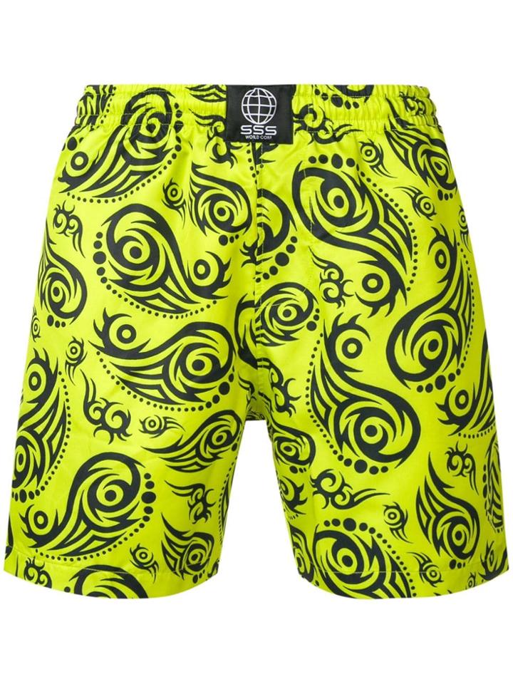 Sss World Corp Tribal Print Swim Shorts - Green