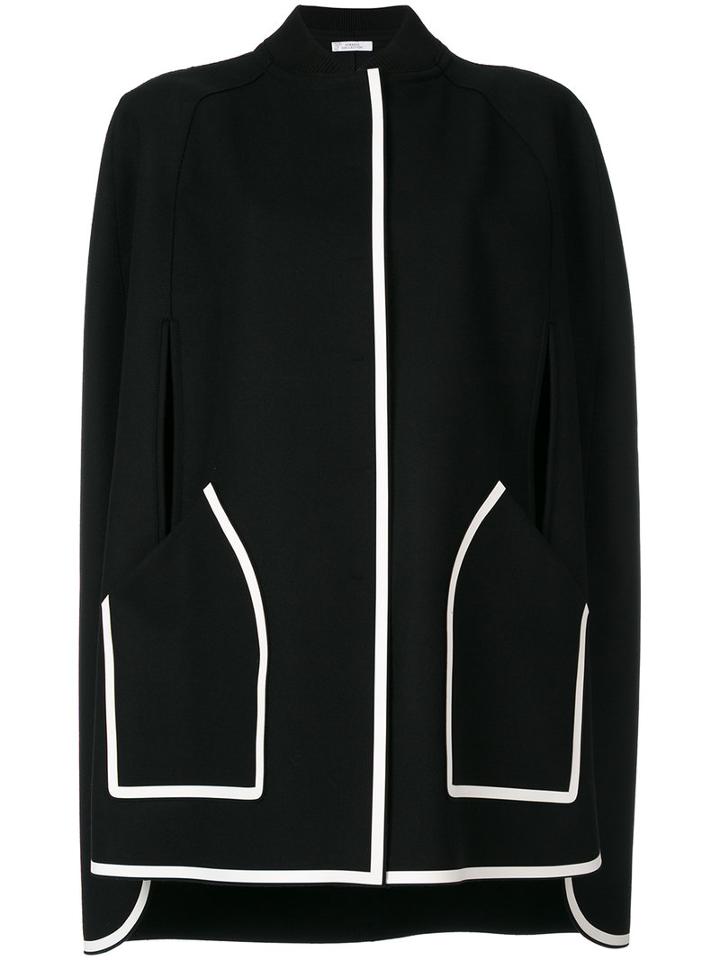 Versace Collection - Snap Fastening Cape - Women - Polyamide/polyester/viscose/wool - 44, Black, Polyamide/polyester/viscose/wool