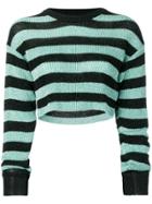 Laneus Stripe Cropped Sweater - Black