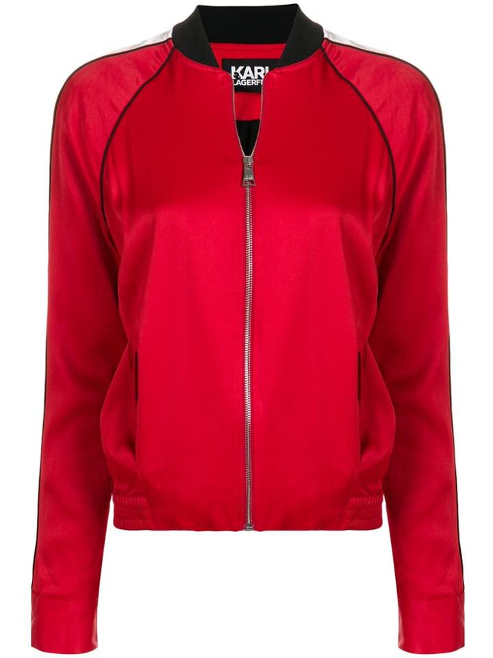Karl Lagerfeld Karl Signature Satin Bomber - Red
