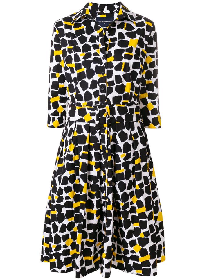 Samantha Sung Print Tie Waist Audrey Dress - Black