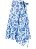 Pringle Of Scotland Floral Wrap Skirt - Blue