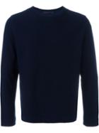 The Gigi Textured Crew Neck Jumper, Men's, Size: Large, Blue, Cotton