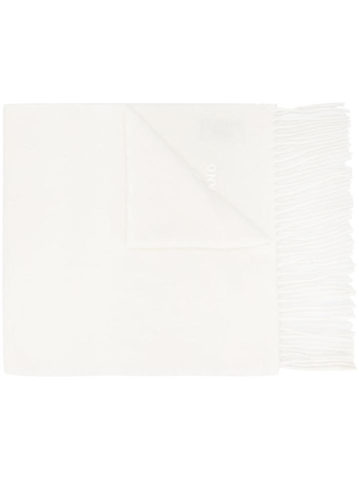 Moschino Fringed Logo Scarf - White