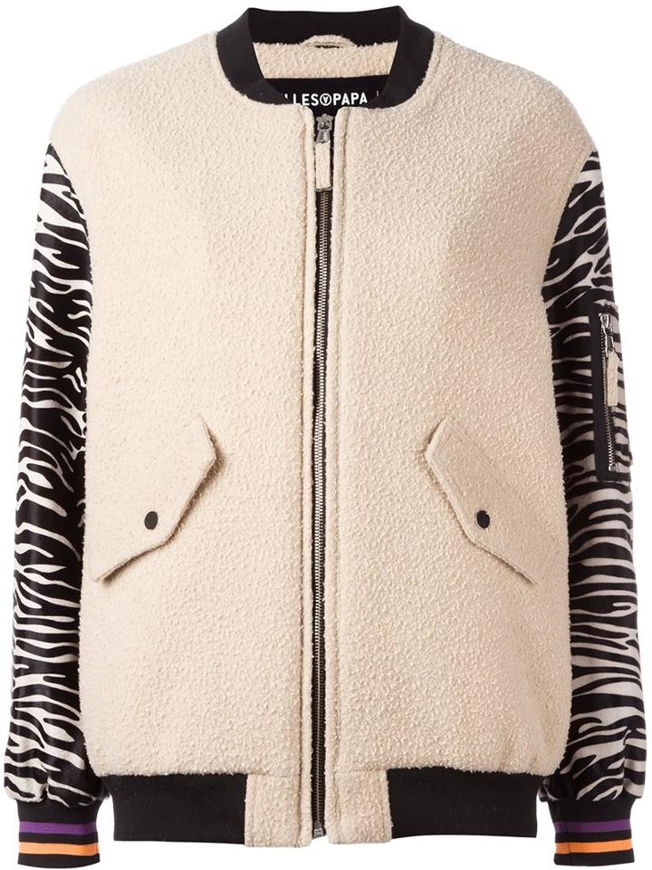 Filles A Papa 'franki' Bomber Jacket, Women's, Size: I, Nude/neutrals, Polyamide/polyester/wool/calf Hair