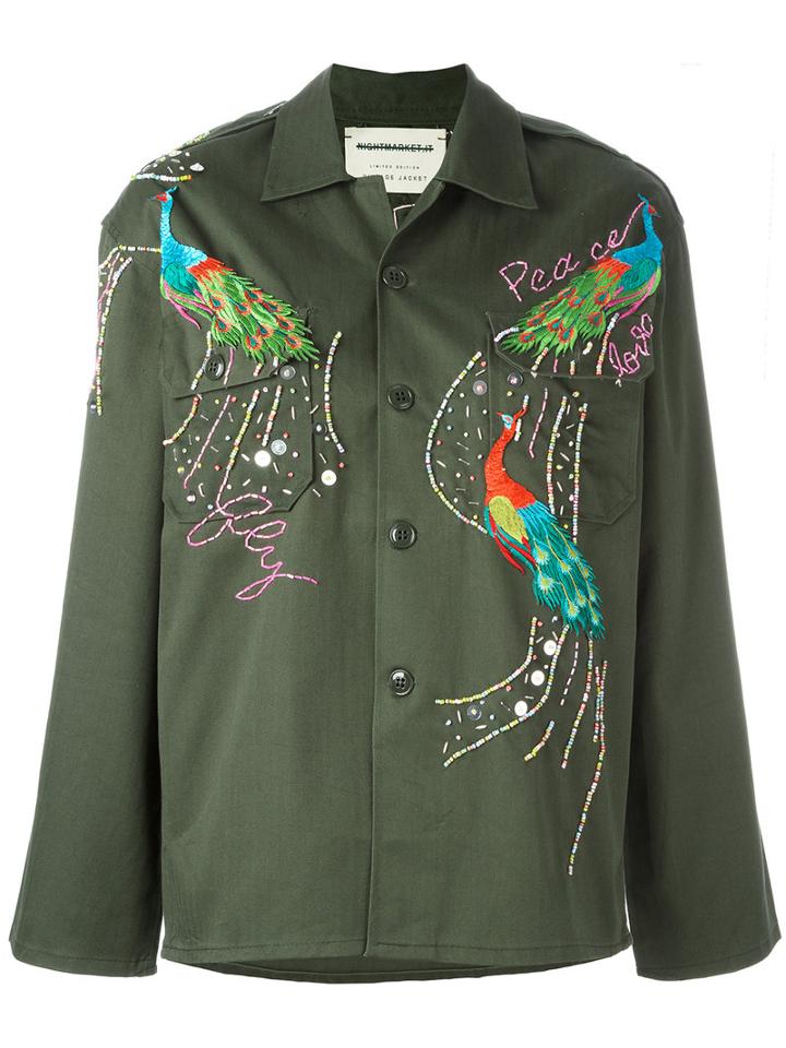 Night Market - Peacock Embroidered Jacket - Women - Cotton/polyester/metal/glass - M, Women's, Green, Cotton/polyester/metal/glass