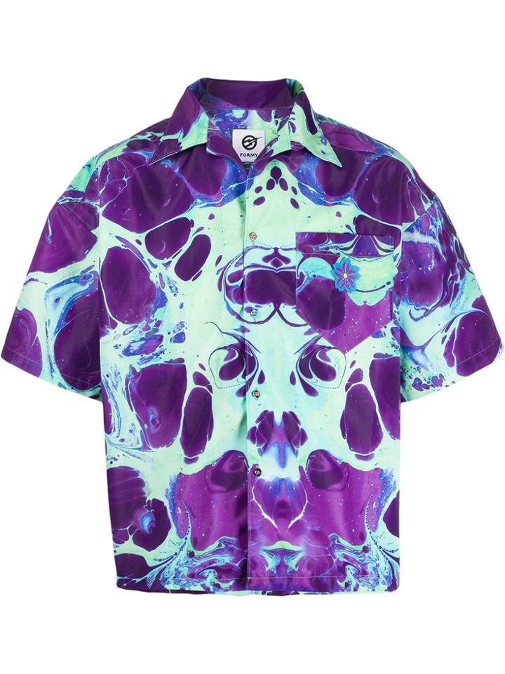 Domenico Formichetti Rorshach Marbled Paint Shirt - Green