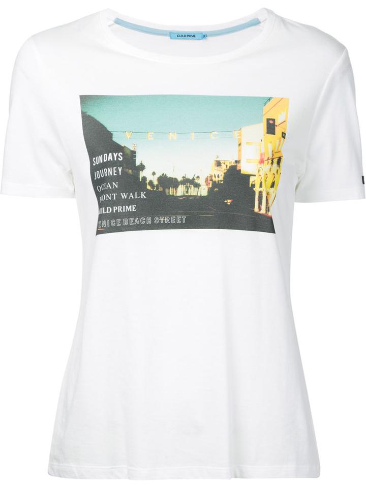 Guild Prime - Graphic Print T-shirt - Women - Cotton/rayon - 34, White, Cotton/rayon
