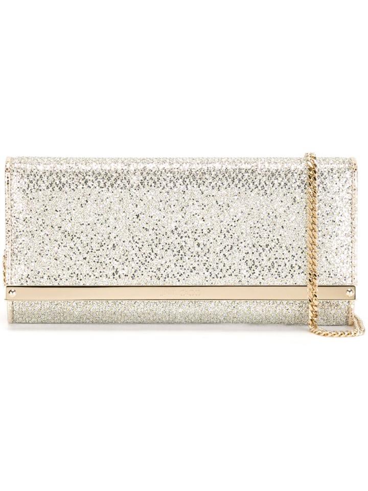 Jimmy Choo - 'milla' Clutch - Women - Leather/metallic (grey) Fibre/metal - One Size, Leather/metallic Fibre/metal