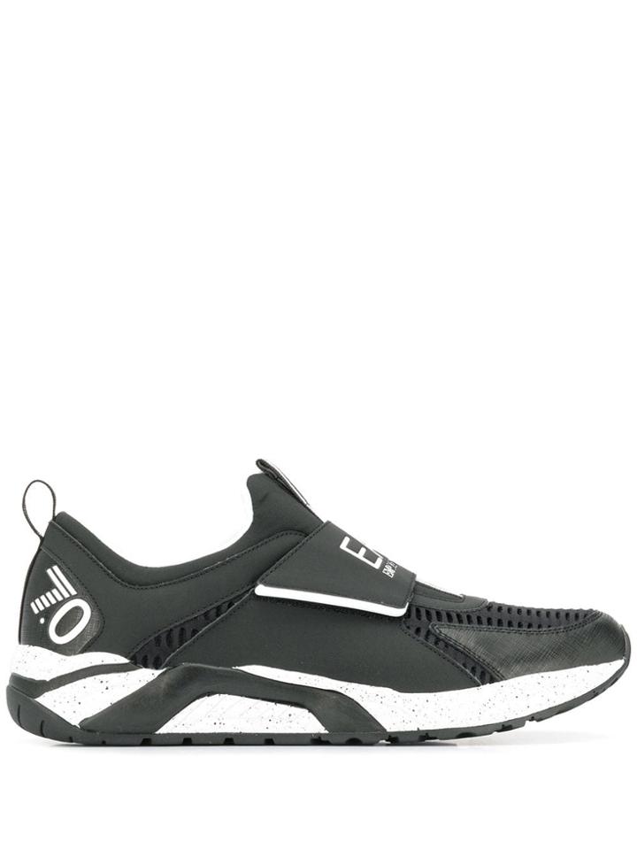 Ea7 Emporio Armani Touch-strap Sneakers - Black