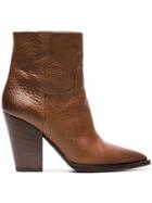 Saint Laurent Brown Theo 95 Leather Cowboy Boots