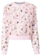 Au Jour Le Jour Plumetis Lace Trim Sweatshirt - Pink & Purple