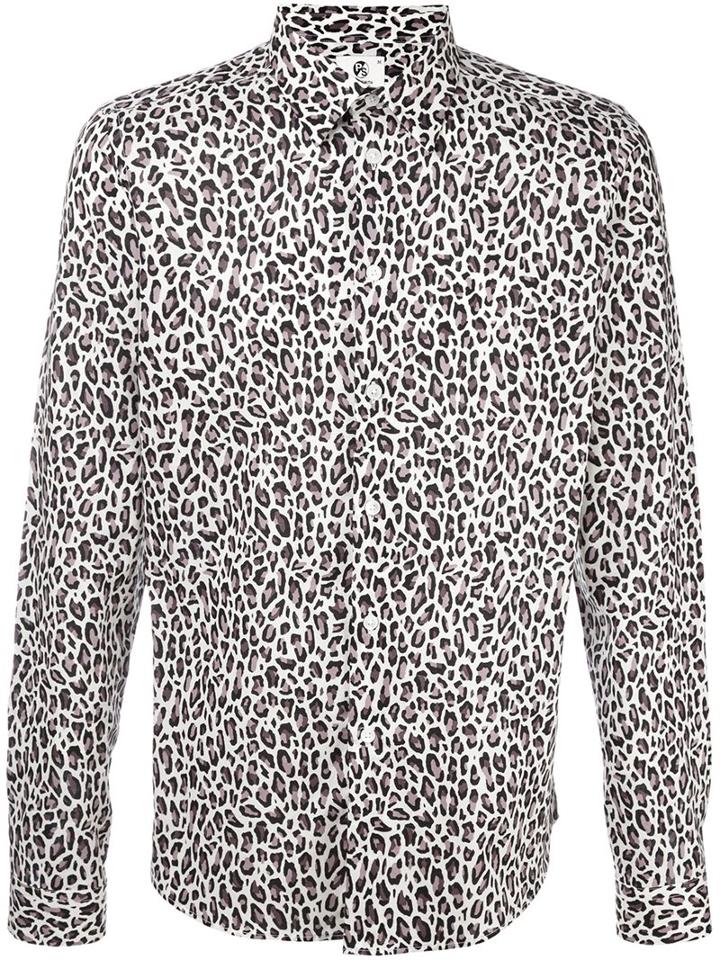 Ps By Paul Smith Animal Print Shirt, Men's, Size: Large, White, Cotton