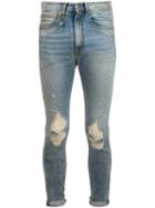 R13 Ripped Skinny Jeans, Men's, Size: 30, Blue, Cotton/spandex/elastane