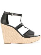 Michael Michael Kors Wedge Heel Logo Sandals - Black