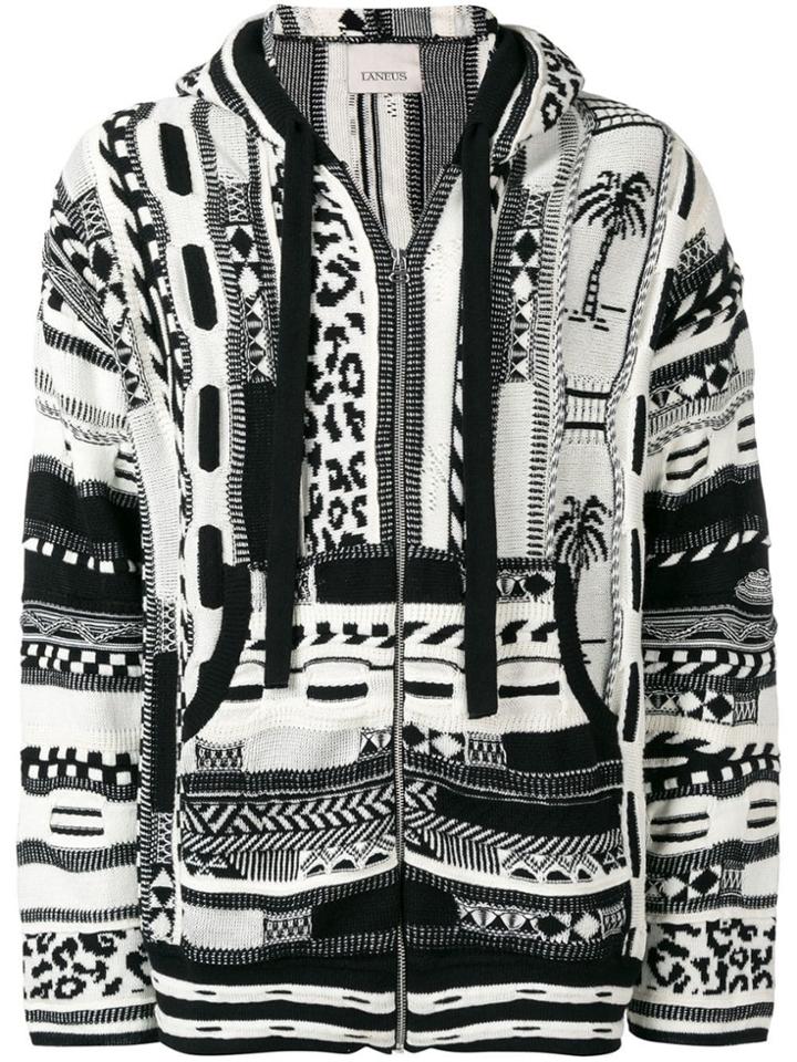 Laneus Zipped Knit Hoodie - Black