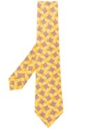 Kiton Pattern Print Tie - Yellow & Orange