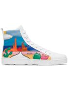 Prada Cactus Applique Leather High Top Sneakers - Multicolour