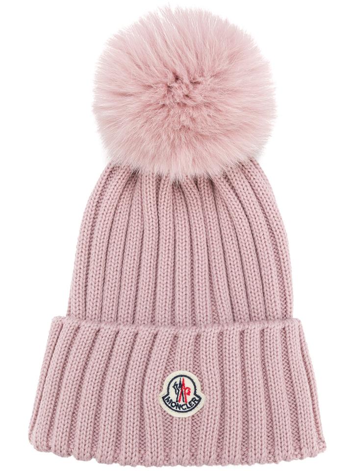 Moncler Pom Pom Knitted Hat - Pink & Purple