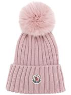 Moncler Pom Pom Knitted Hat - Pink & Purple