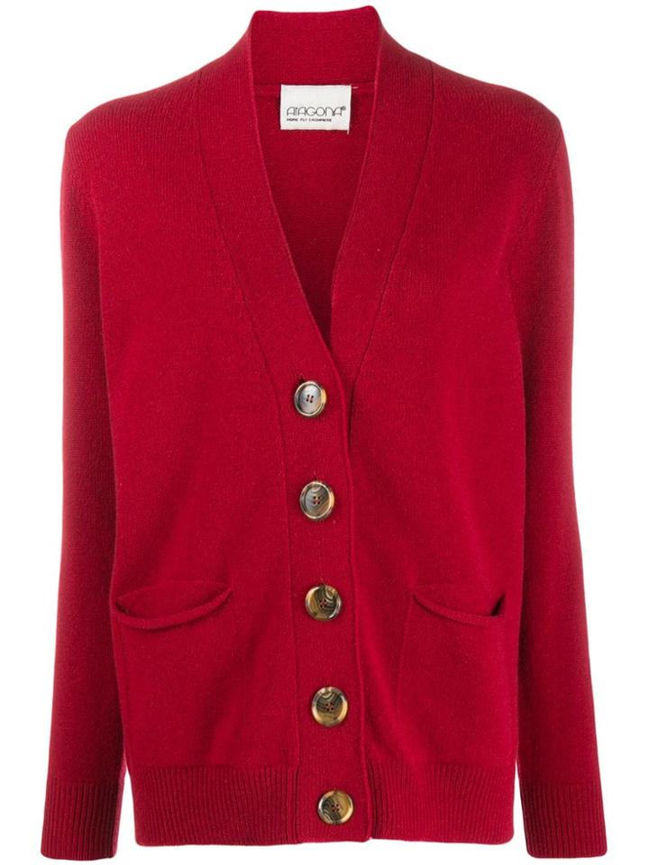 Aragona Oversized Button Cardigan - Red